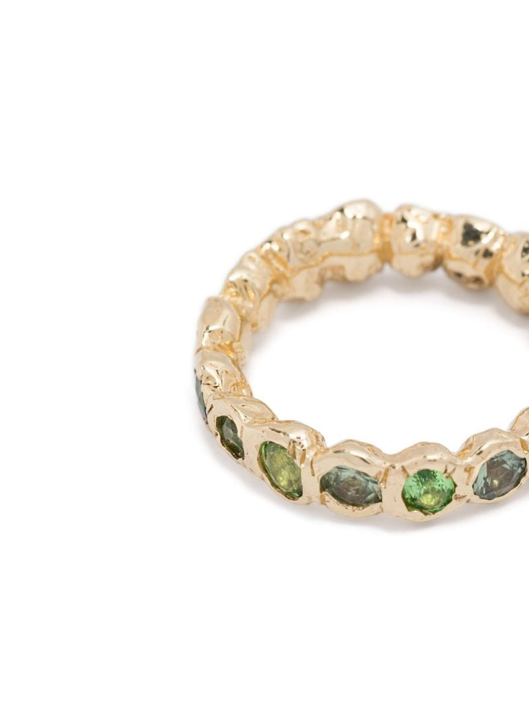 14k Yellow Gold Alpha Sapphire and Tsavorite Ring