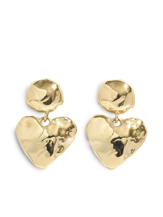 14k Yellow Gold Heart Light Drop Earrings