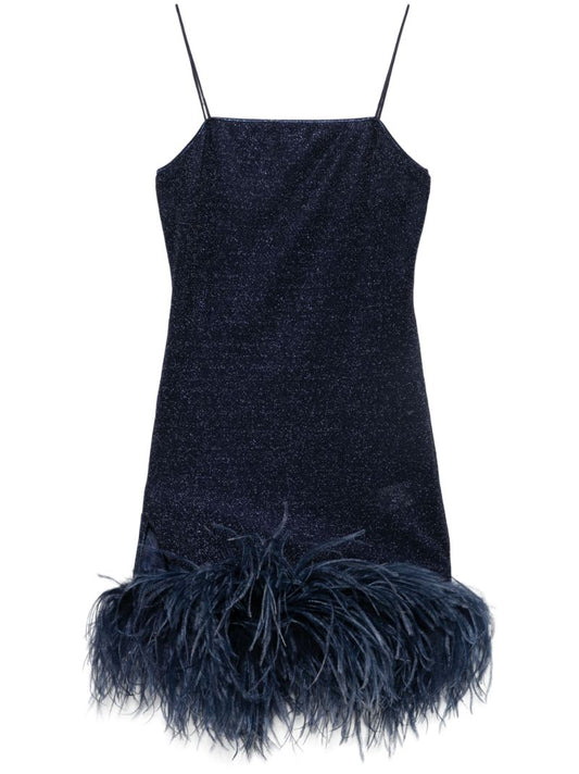 Blue Paillettes Plumage Dress