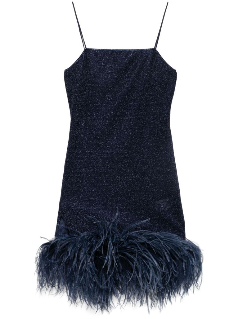 Blue Paillettes Plumage Dress