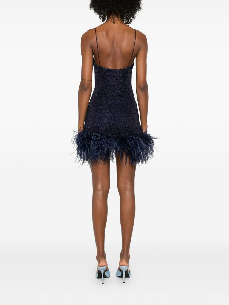 Blue Paillettes Plumage Dress
