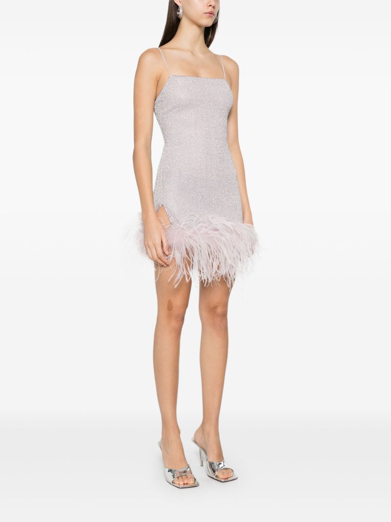 Pink Paillettes Plumage Dress
