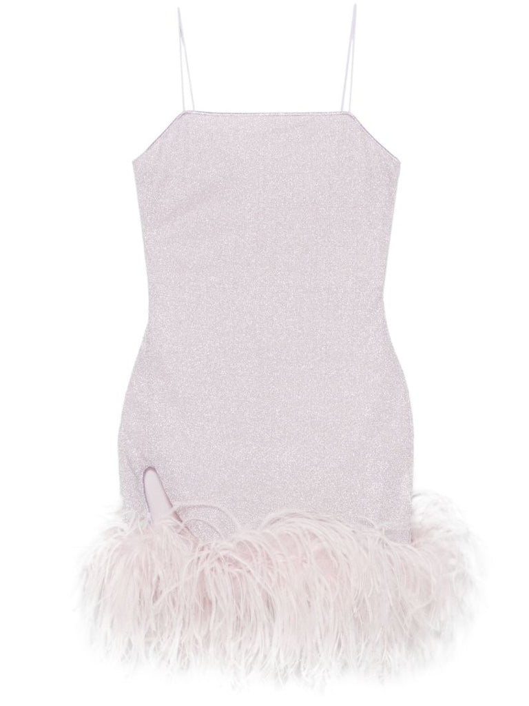 Pink Paillettes Plumage Dress
