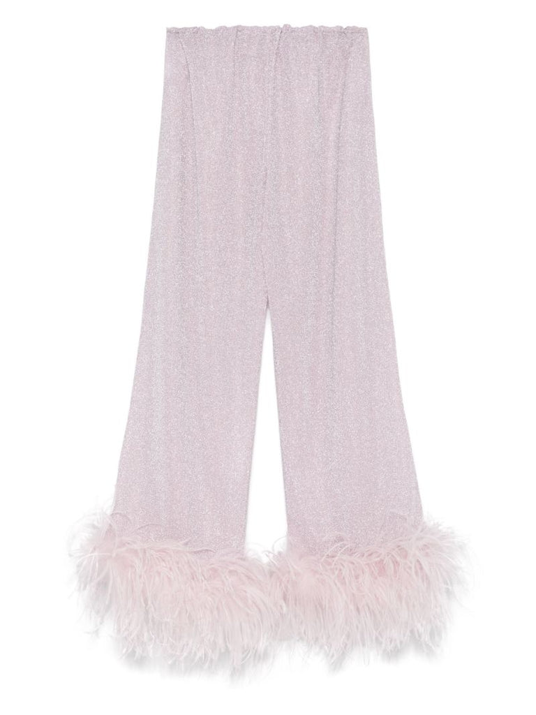 Pink Paillettes Plumage Trousers