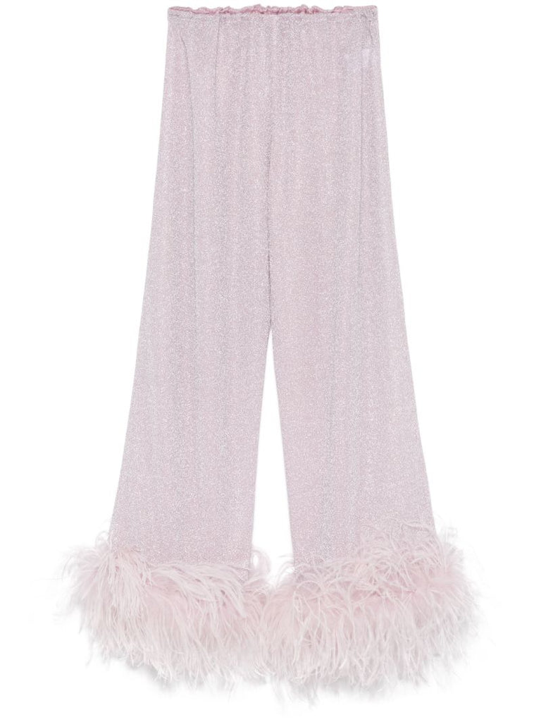 Pink Paillettes Plumage Trousers