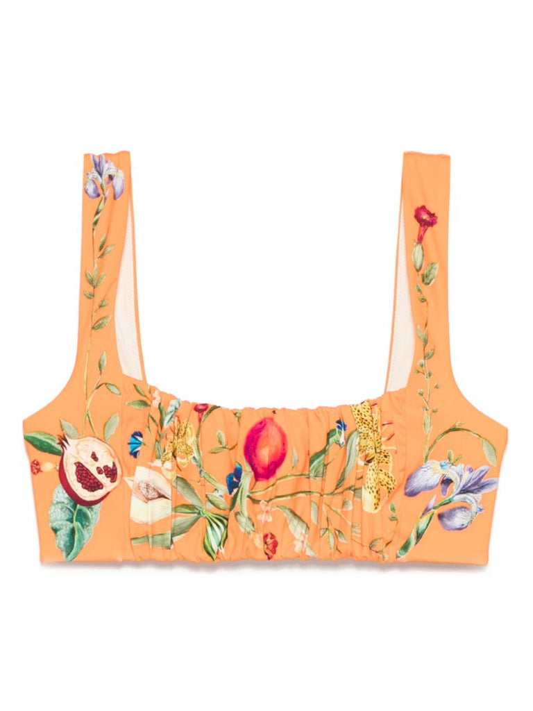 Orange Flores Bikini Top
