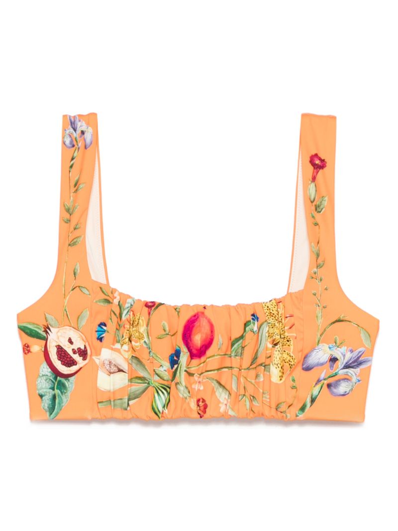 Orange Flores Bikini Top