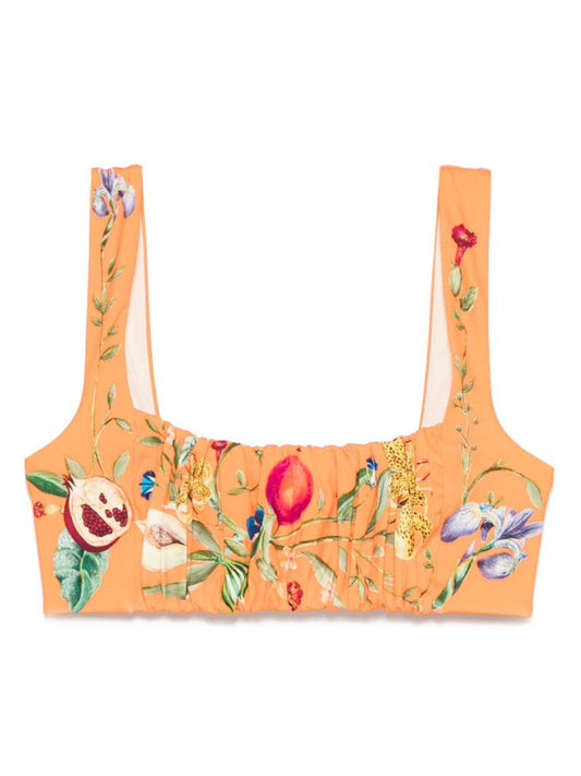 Orange Flores Bikini Top