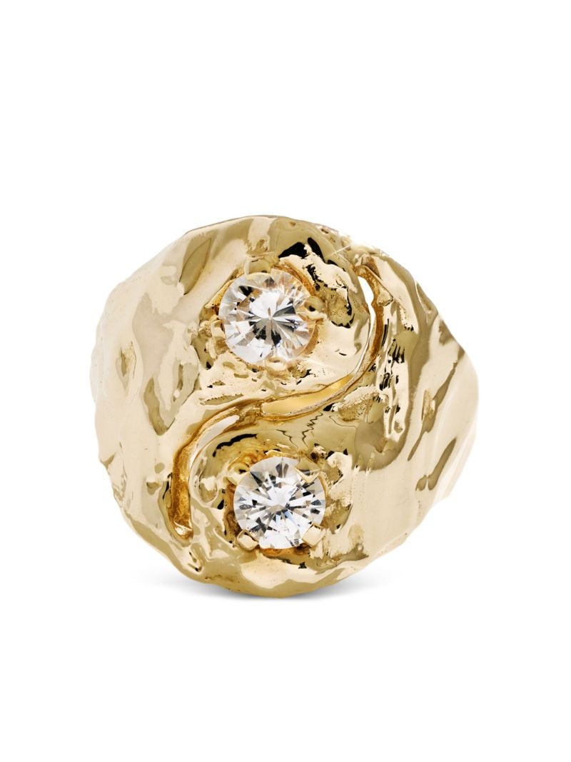 14k Yellow Gold Yin Yang Diamond Ring