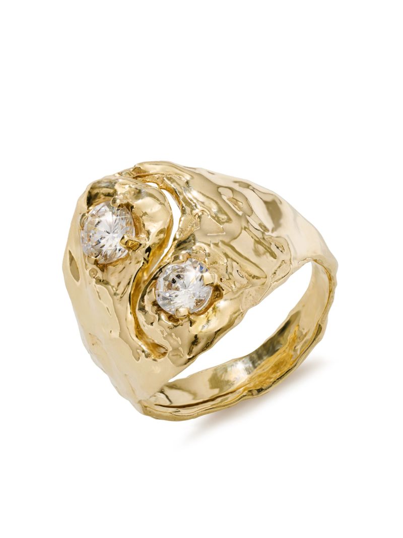 14k Yellow Gold Yin Yang Diamond Ring