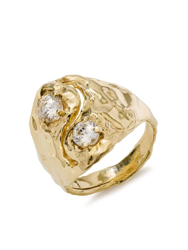 14k Yellow Gold Yin Yang Diamond Ring