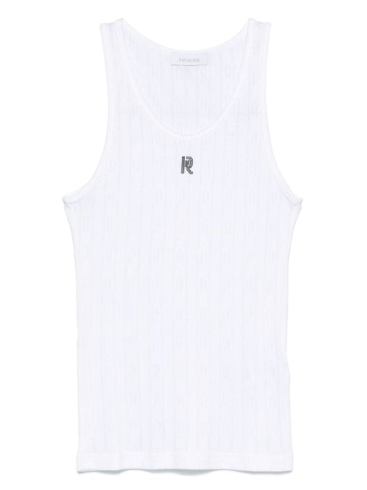 White Logo-plaque Tank Top