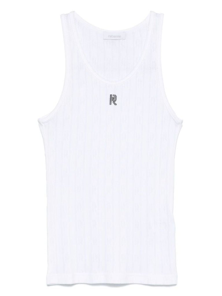 White Logo-plaque Tank Top