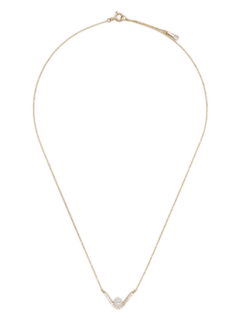 14k Gold Diamond and Pearl Necklace