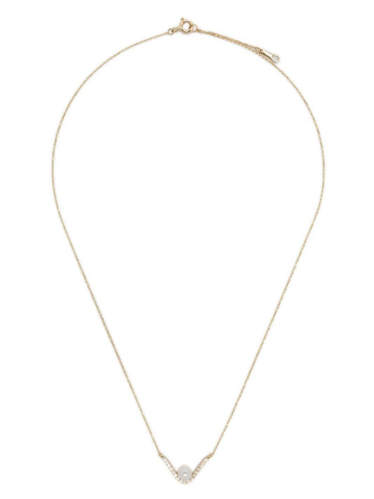 14k Gold Diamond and Pearl Necklace
