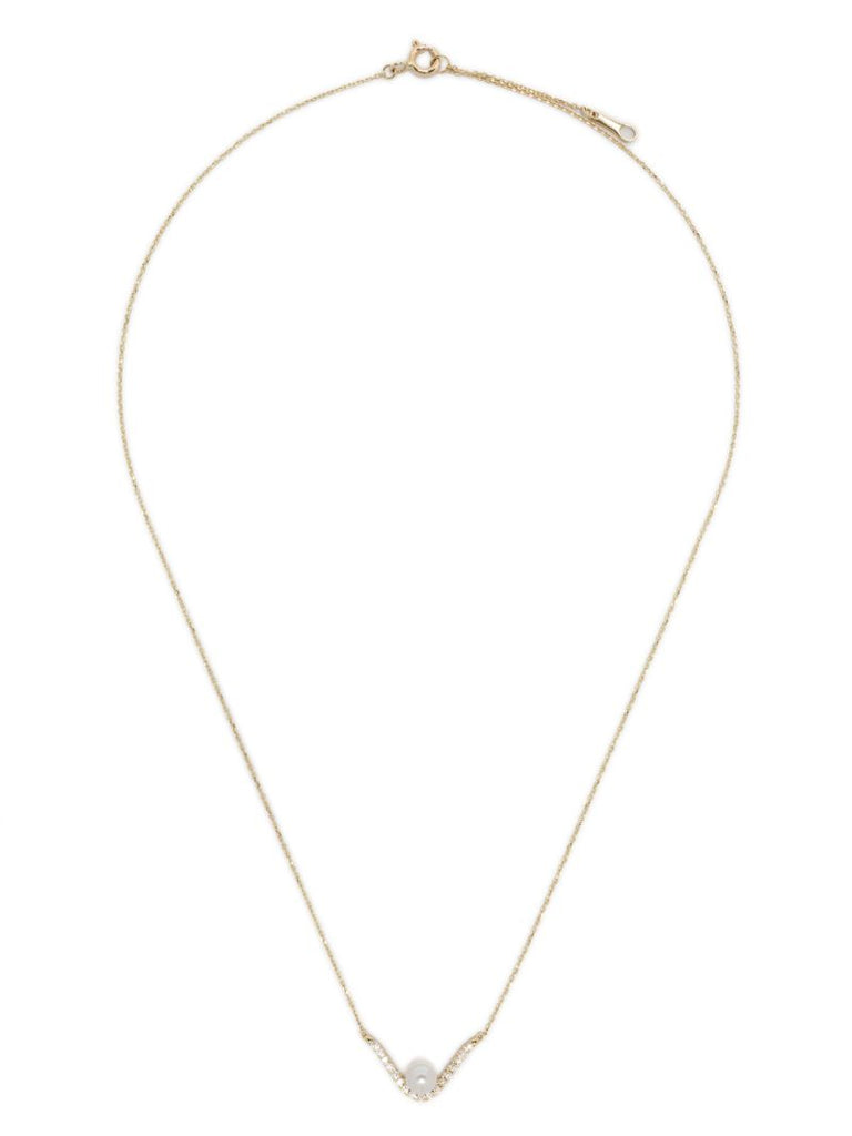 14k Gold Diamond and Pearl Necklace