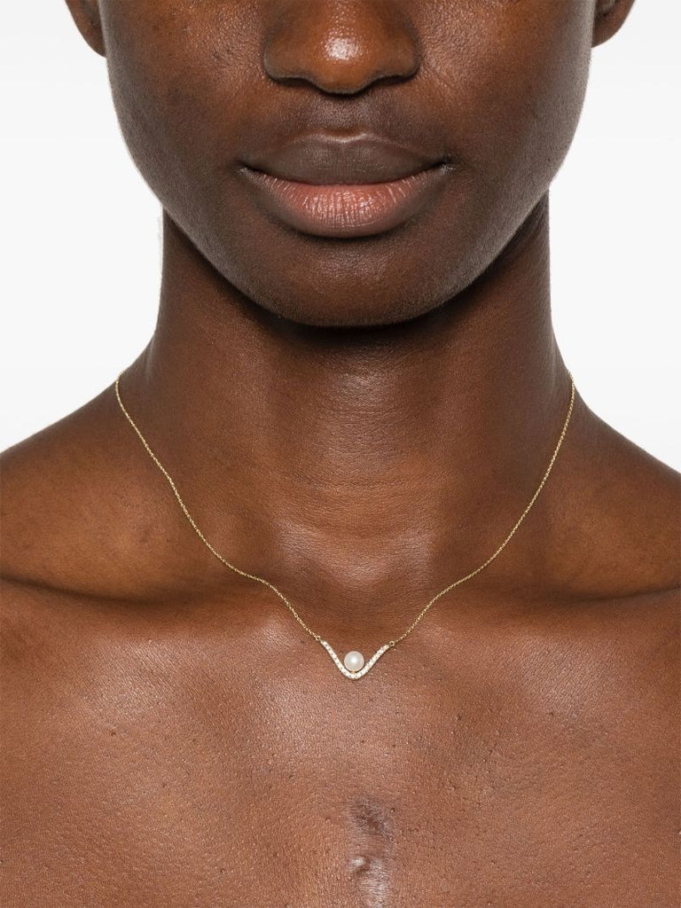 14k Gold Diamond and Pearl Necklace