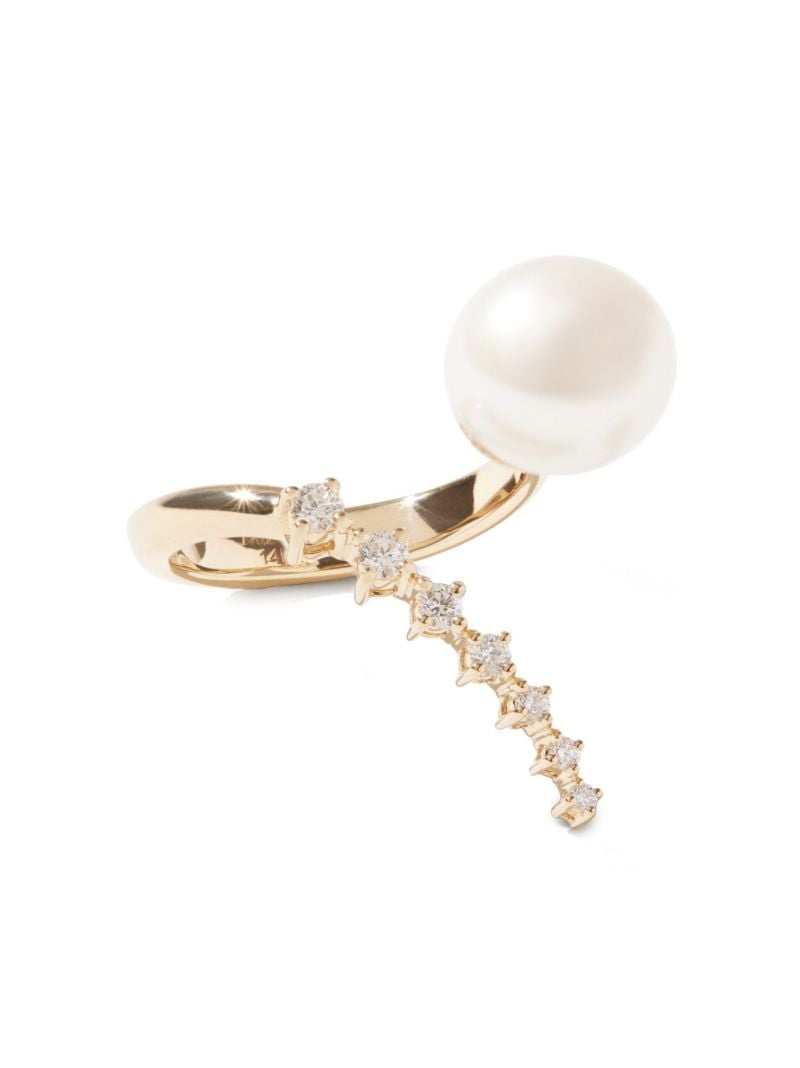 14kt Yellow Gold Diamond and Pearl Ring