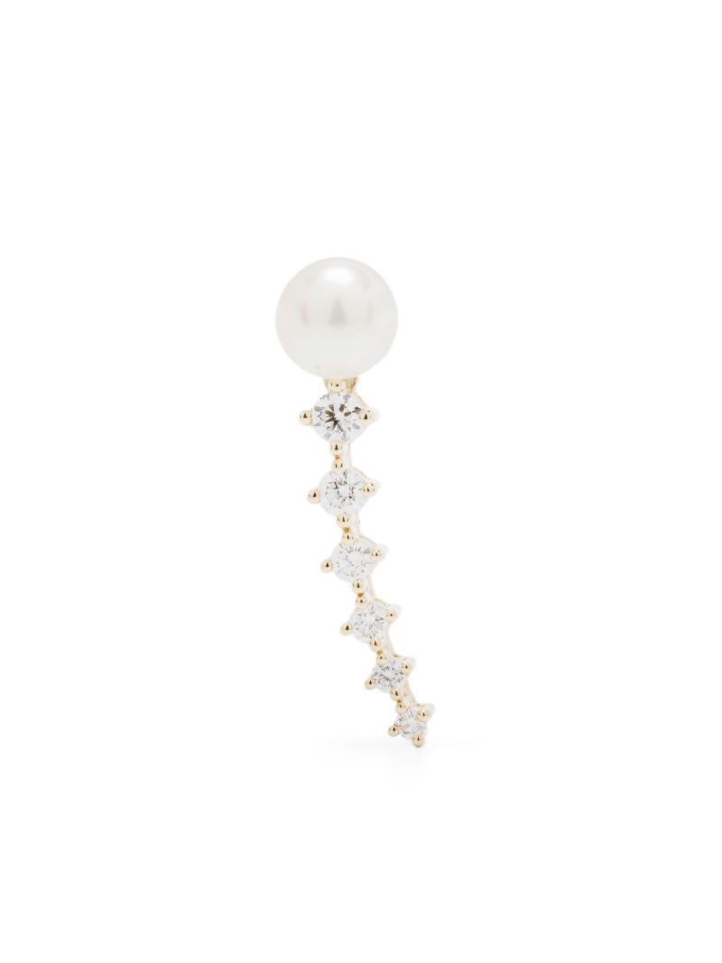 14k Gold Diamond and Pearl Earring