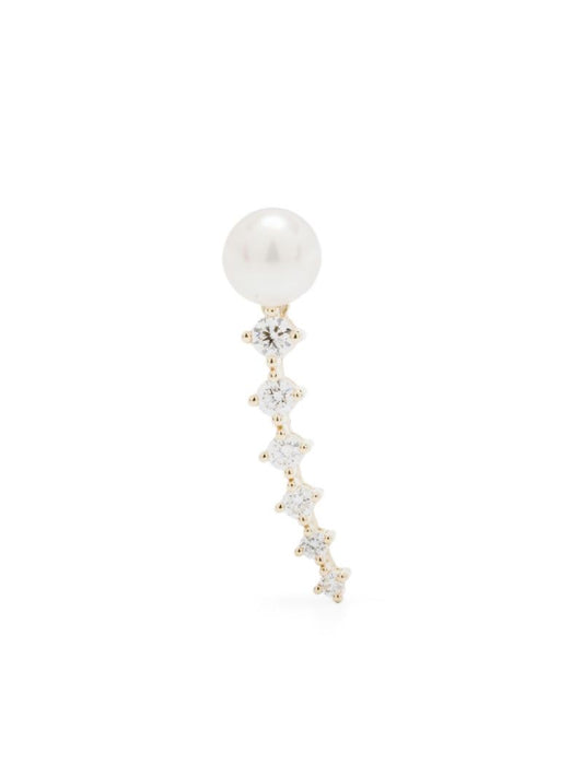 14k Gold Diamond and Pearl Earring