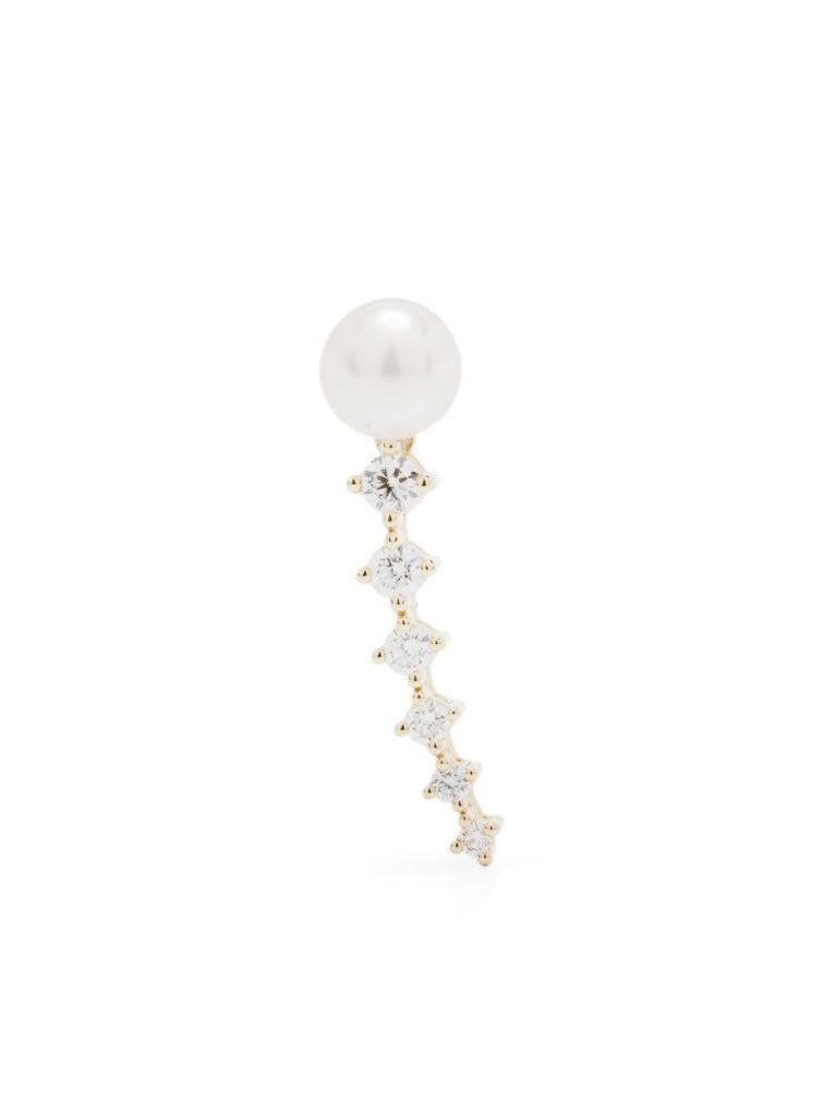 14k Gold Diamond and Pearl Earring