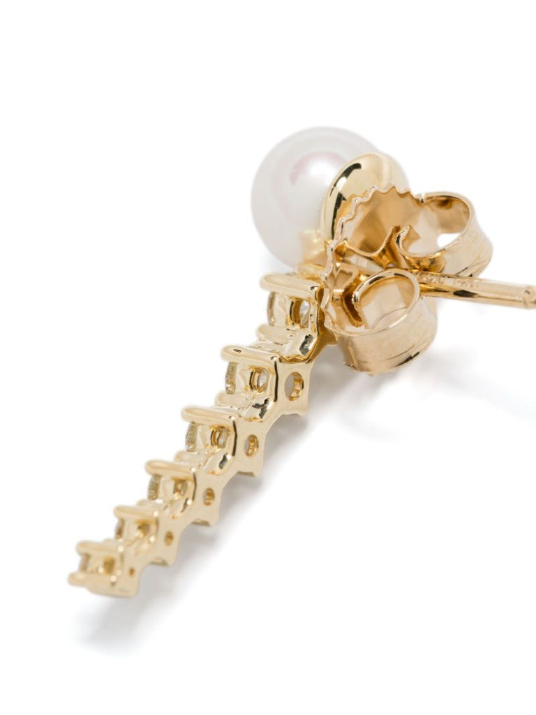 14k Gold Diamond and Pearl Earring