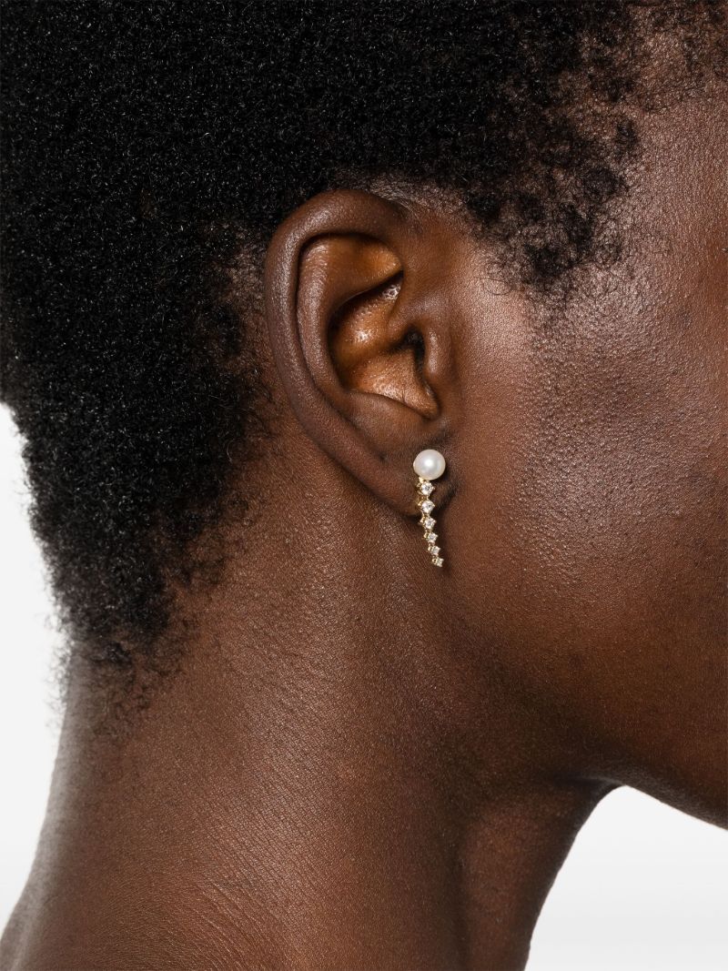 14k Gold Diamond and Pearl Earring