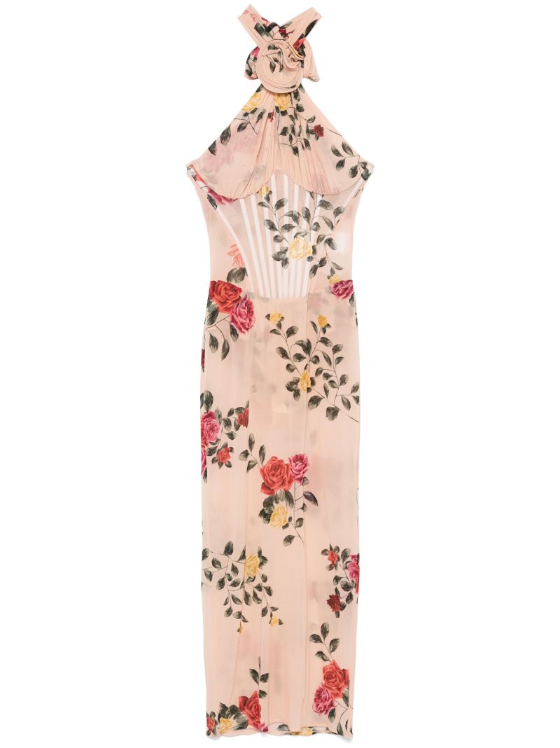 Printed Bustier Midi Dress