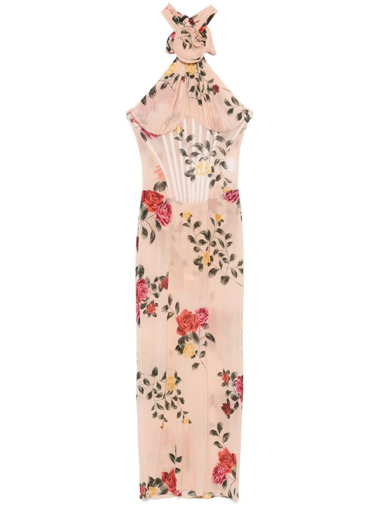 Printed Bustier Midi Dress
