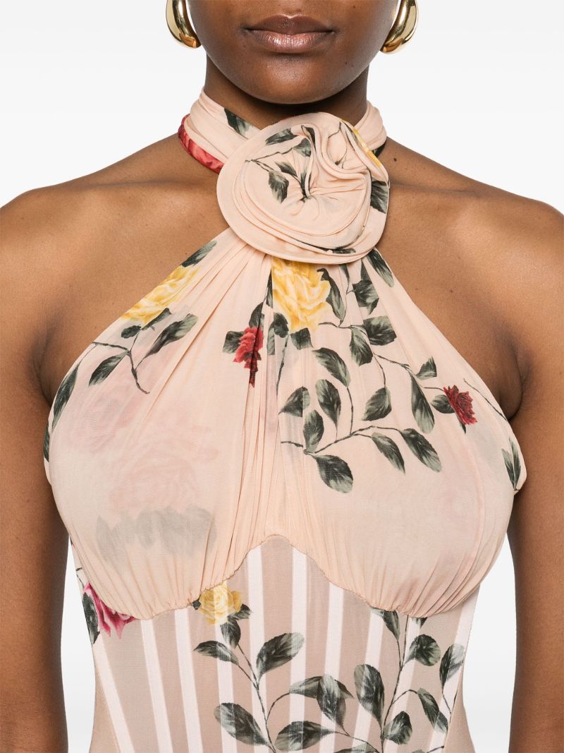 Printed Bustier Midi Dress