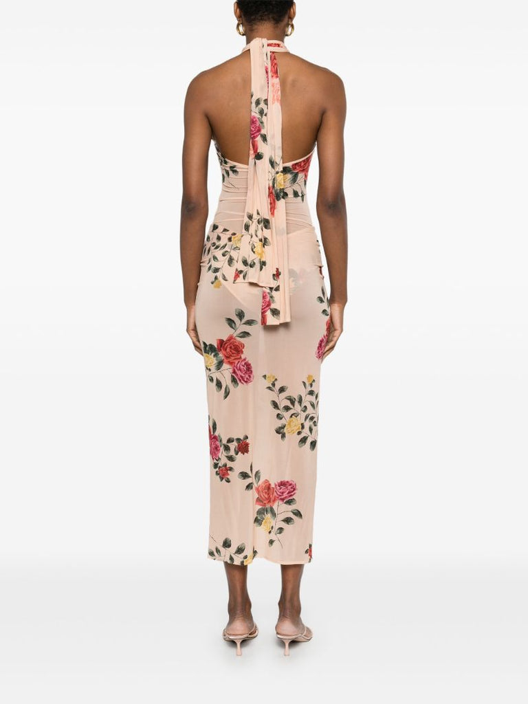 Printed Bustier Midi Dress