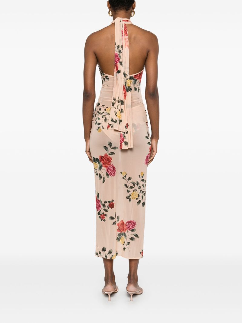 Printed Bustier Midi Dress