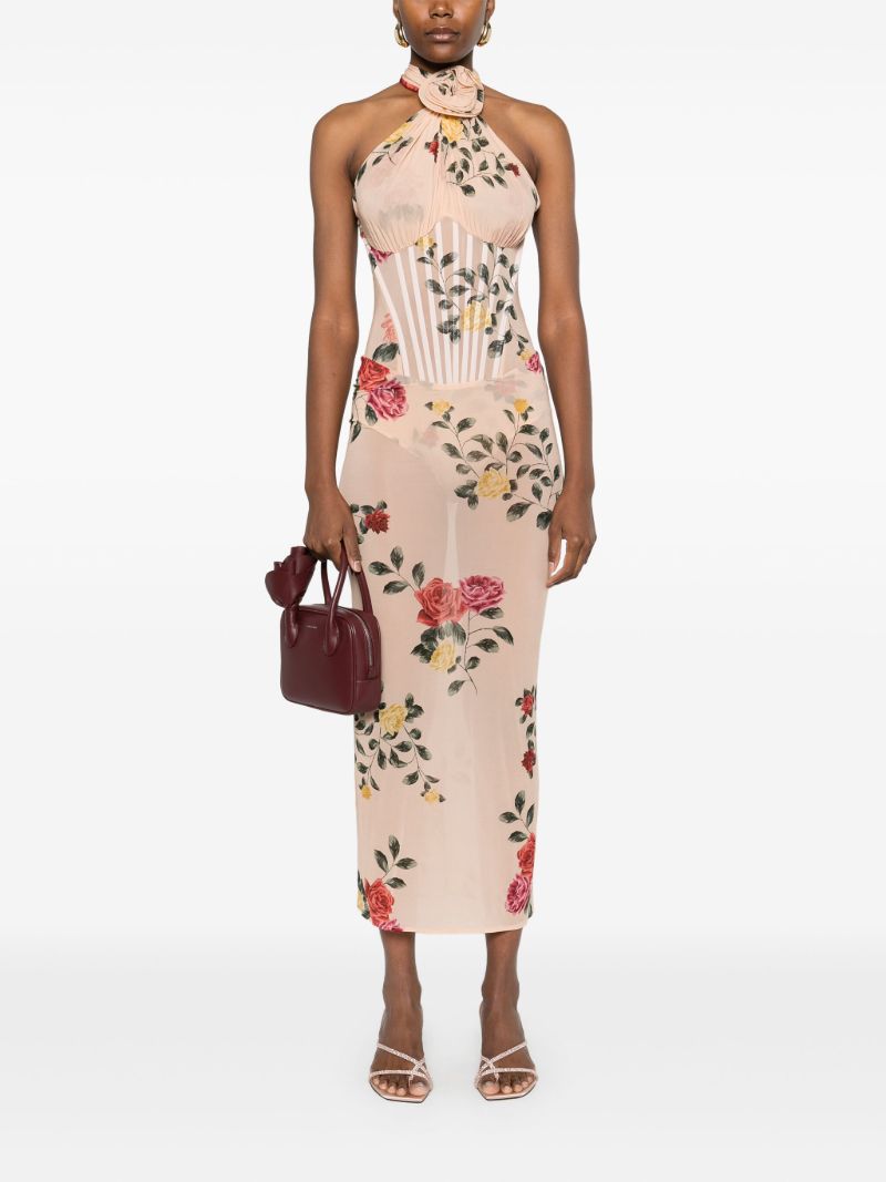 Printed Bustier Midi Dress
