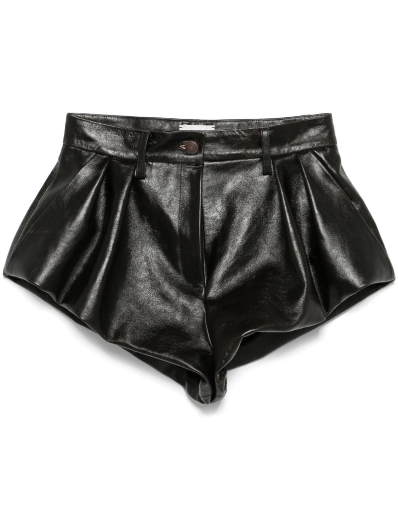 Flared Leather Shorts