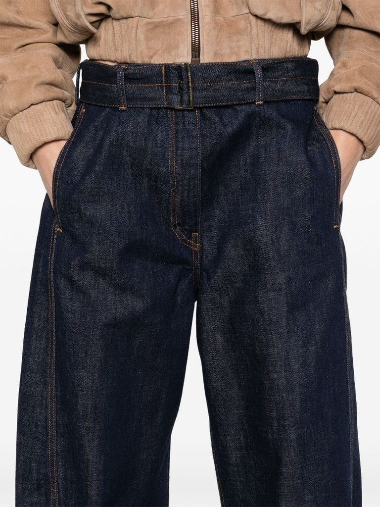 Belted Wide-leg Jeans