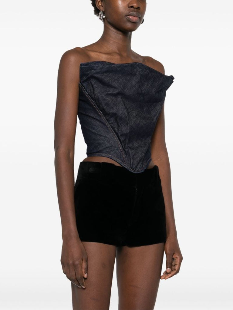 Blue Draped Corset Top