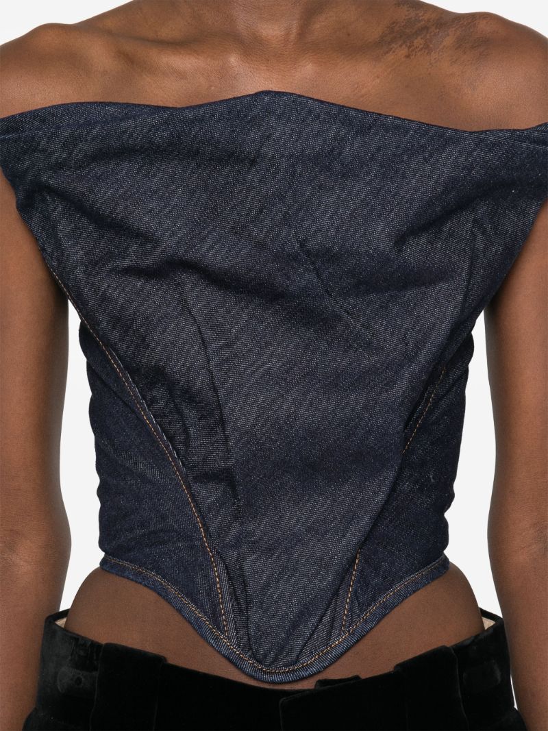 Blue Draped Corset Top