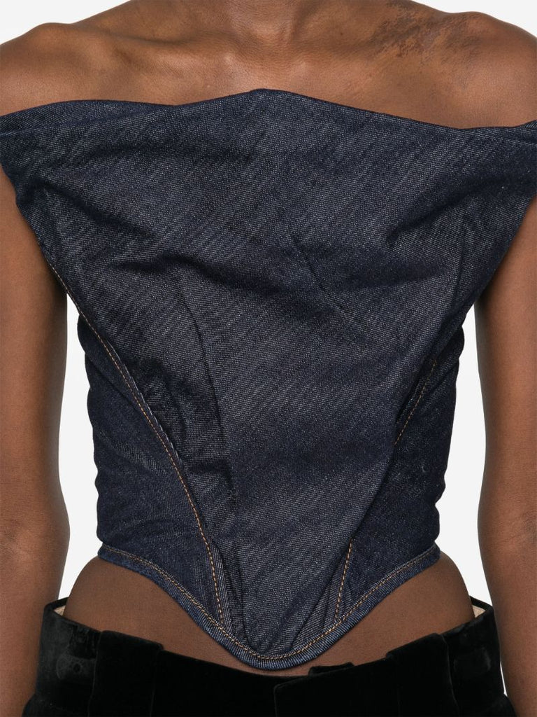 Blue Draped Corset Top
