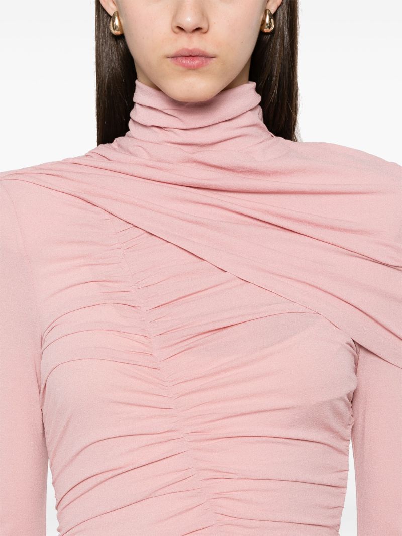 Draped High-neck Midi Dress