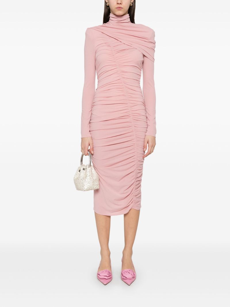 Draped High-neck Midi Dress
