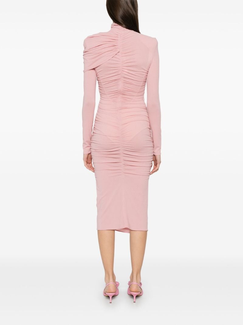 Draped High-neck Midi Dress