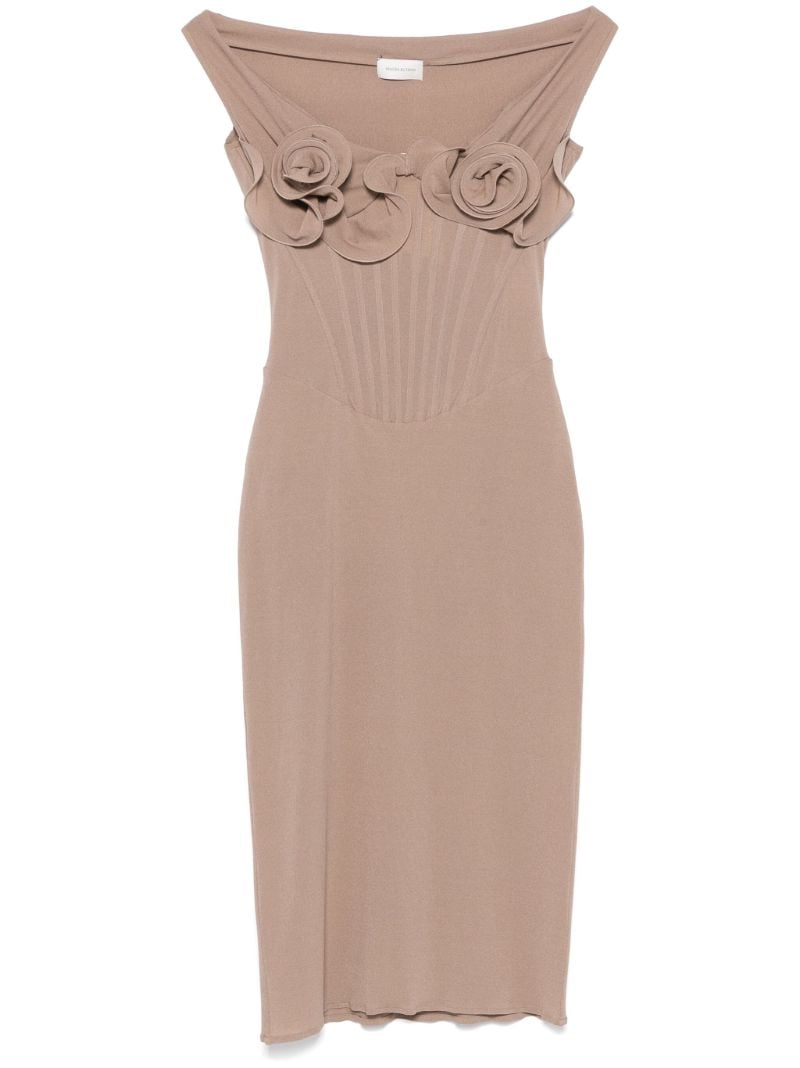 Flower-appliquÃ_x0083_Â© Bustier Midi Dress