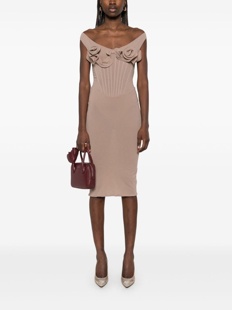 Flower-appliquÃ_x0083_Â© Bustier Midi Dress