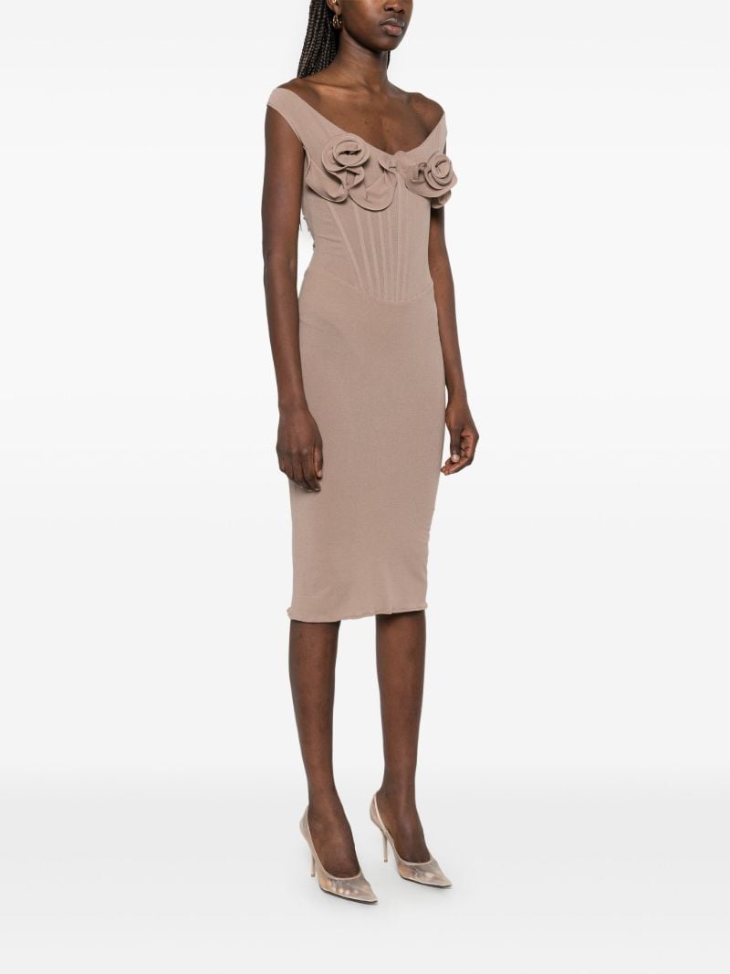 Flower-appliquÃ_x0083_Â© Bustier Midi Dress