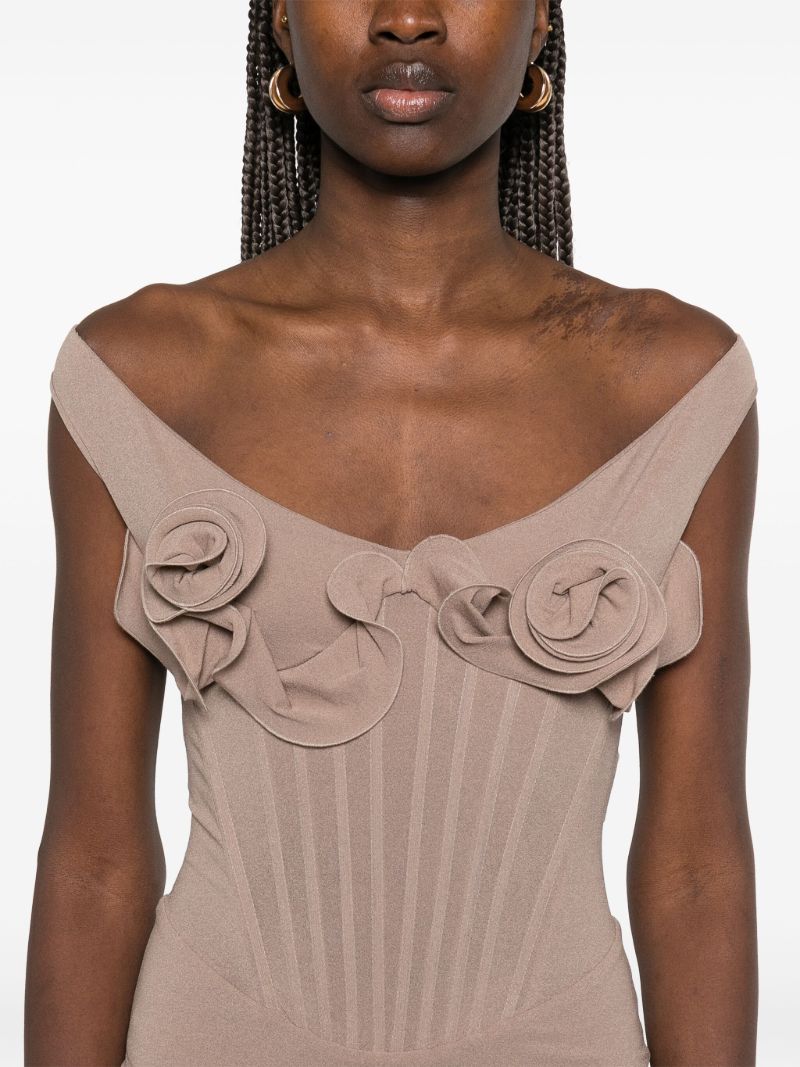 Flower-appliquÃ_x0083_Â© Bustier Midi Dress