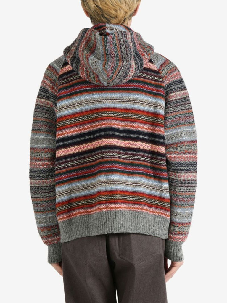 Grey Fair Isle-knit Hoodie