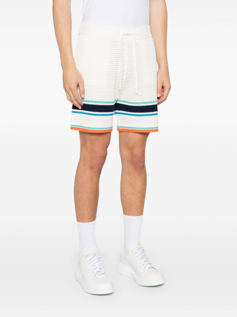 White Tennis Stripe Shorts
