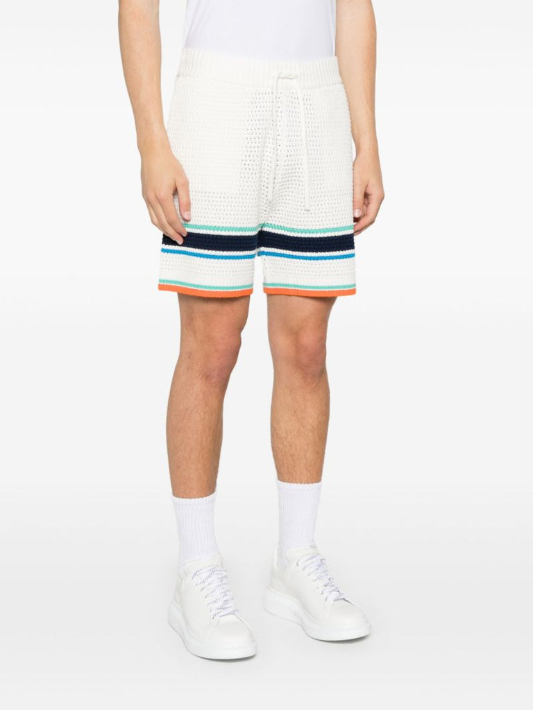 White Tennis Stripe Shorts