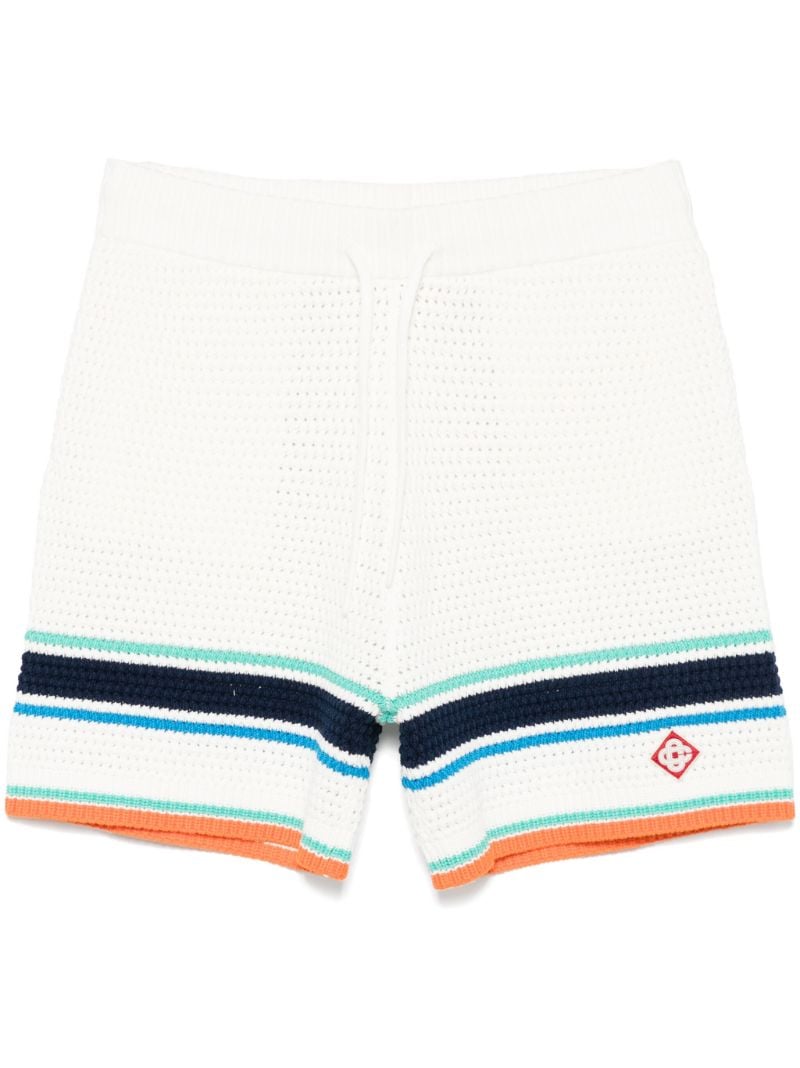 White Tennis Stripe Shorts