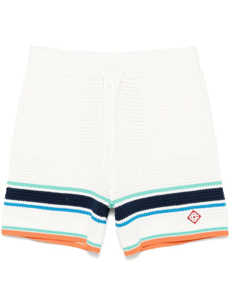 White Tennis Stripe Shorts